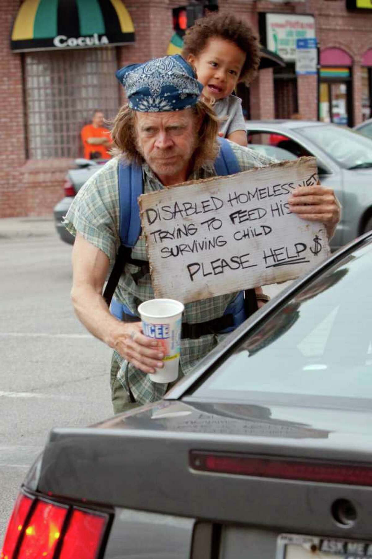Frank Gallagher (William H. Macy) fakes being a disabled vet in "Shameless."