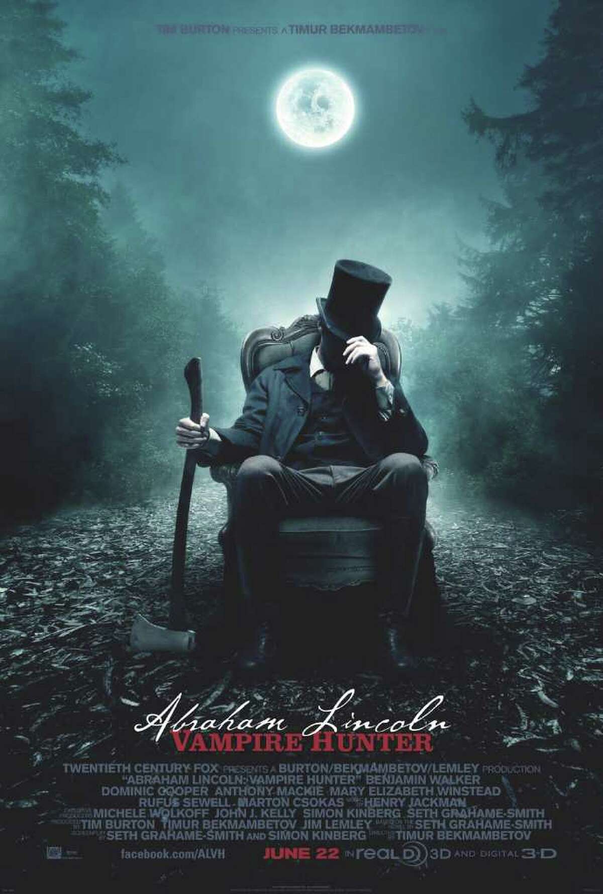 The movie poster for Abraham Lincoln Vampire Hunter