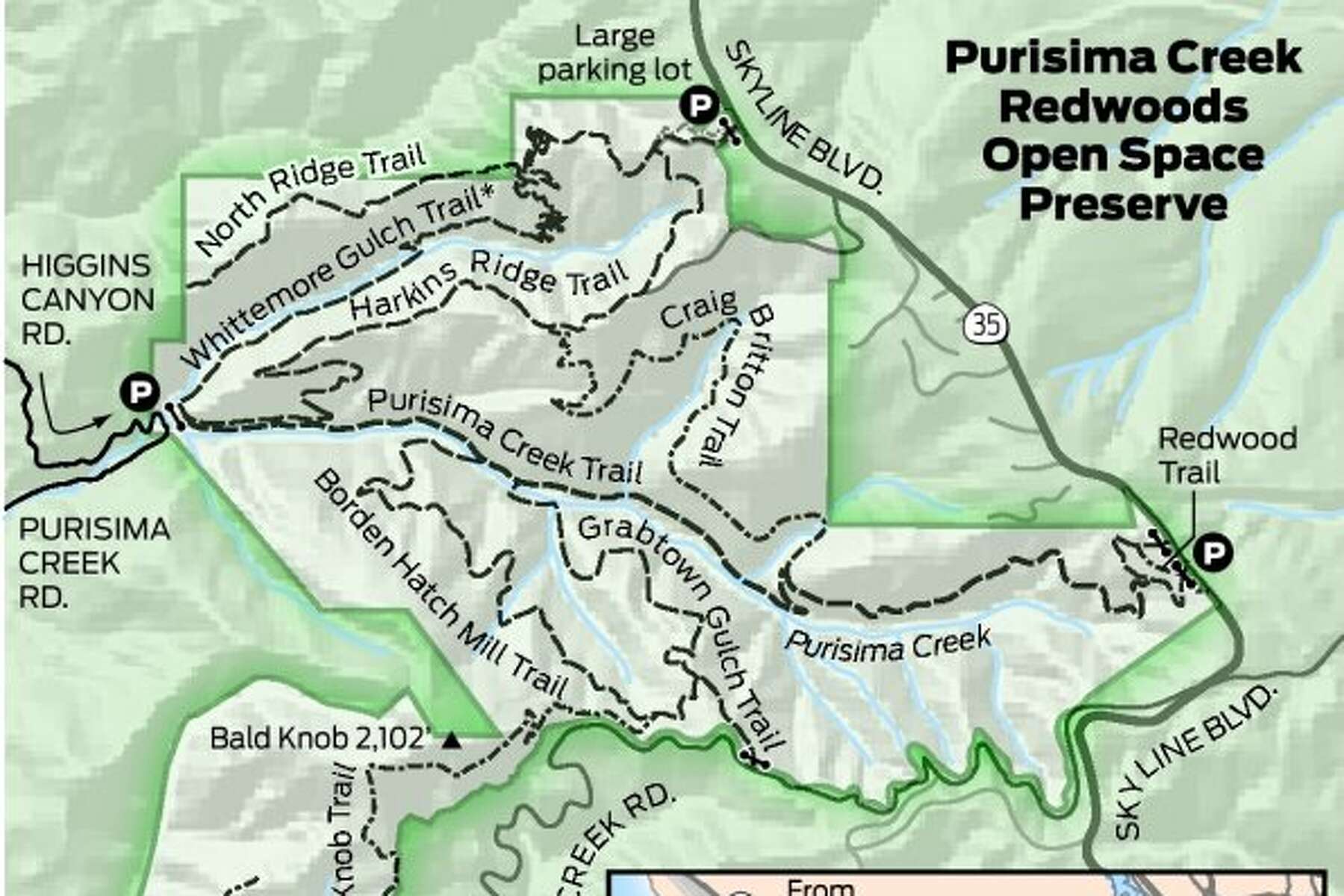 Purisima Creek Trail Map Sunday Drive: Purisima Creek Redwoods