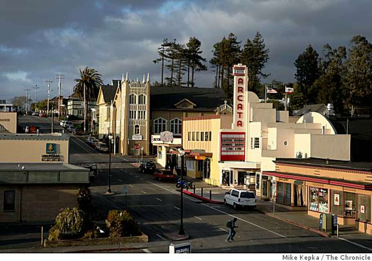 A man walks across G Street near the newly reopened Arcata Theater Lounge in downtown Arcata. In November residents of Arcata and nearby neighbors in Eureka passed a law called The Youth Protection Act which prevents military recruiters from talking to minors without them coming to the recruiter first.