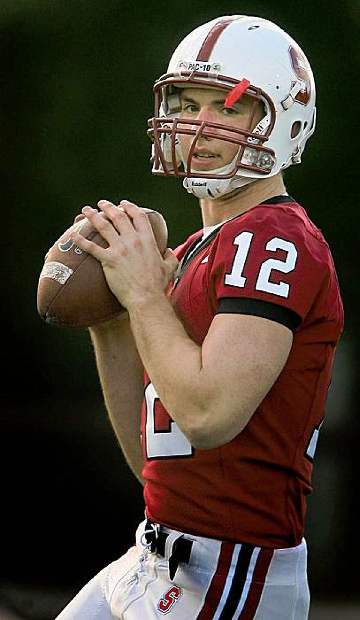 Stanford quarterback Andrew Luck practices in Palo Alto, Calif. on Tuesday, February 24, 2009.