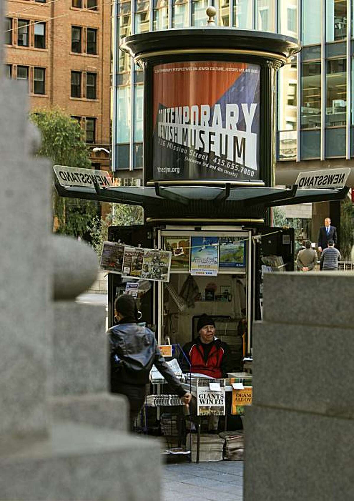 Patrick McCaffrey, one of the last surving vendors, works the financial district selling papers, on Thursday Nov. 11, 2010 in San Francisco, Calif., most all stands now sit idle because news stands themselves have become all but extinct.