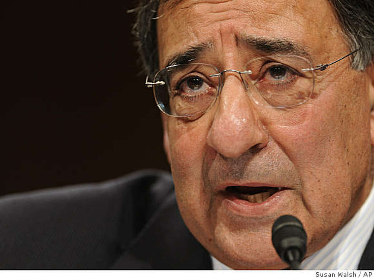 FILE - Ina Feb. 6, 2009 file photo Central Intelligence Agency Director nominee Leon Panetta testifies on Capitol Hill in Washington. The CIA has stopped using contractors to interrogate prisoners and fired private security guards at the CIA's now-shuttered secret overseas prisons, agency Director Leon Panetta said Thursday, April 9, 2009. (AP Photo/Susan Walsh/file)