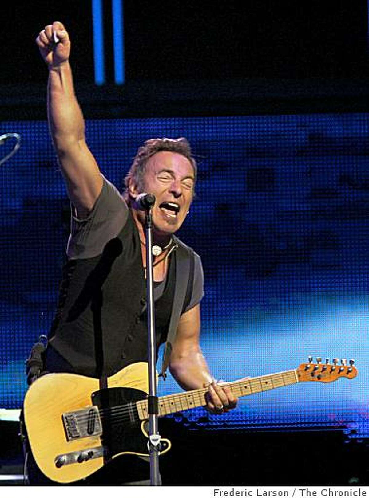 The"Boss" Bruce Springsteen in concert at the HP Pavilion in San Jose on April 1, 2009.