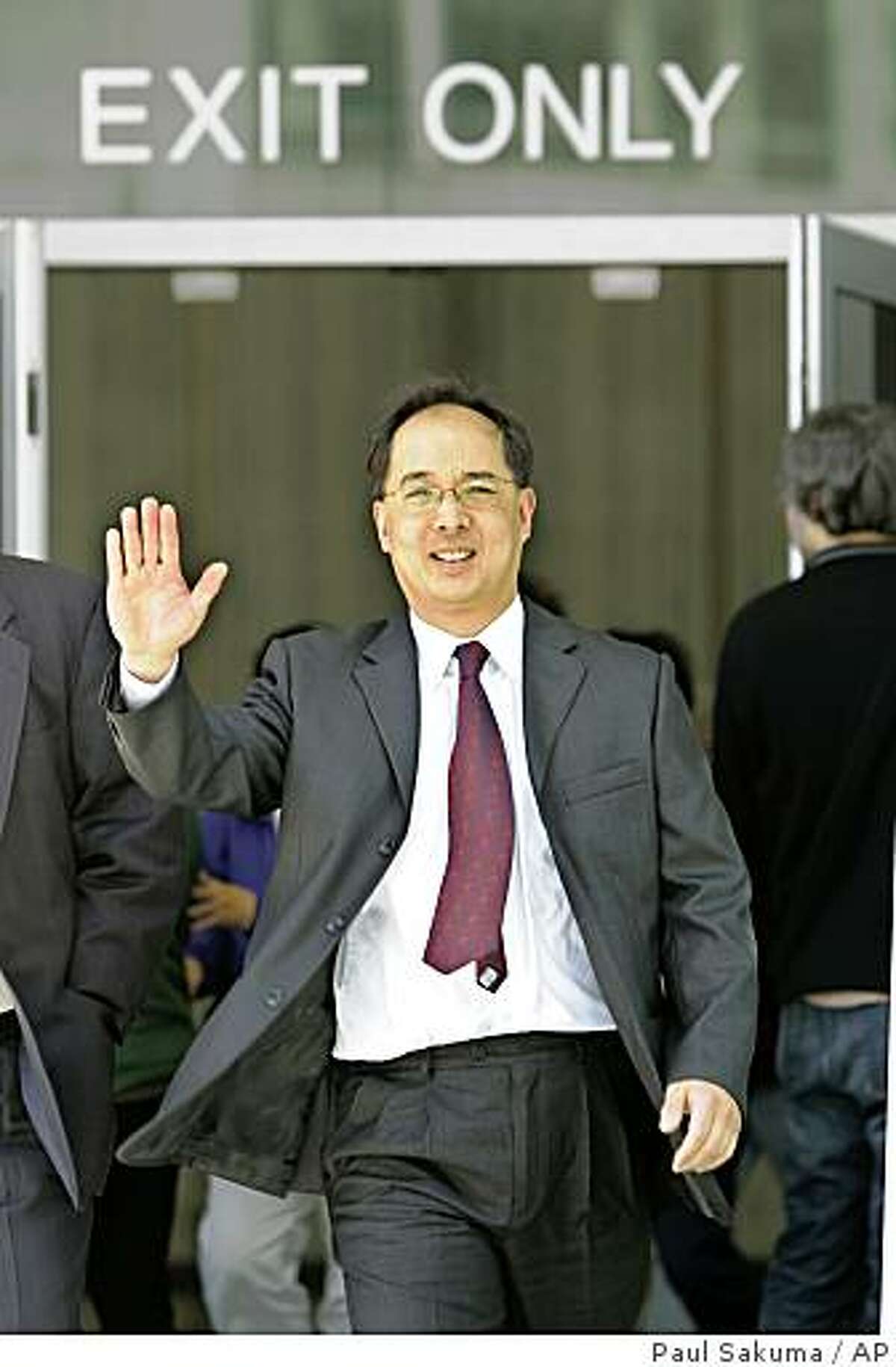 Former San Francisco Supervisor Ed Jew leaves a sentencing hearing at a federal courthouse in San Francisco, Friday, April 3, 2009. Jew has been sentenced to five years and four months in prison for attempting to shake down small city businesses having planning permit problems. He was ensnared in a 2007 FBI sting that videotaped Jew receiving $40,000 in marked bills from an owner of a Quickly fast-food restaurant. He later pleaded guilty to one count each of bribery, extortion and fraud and admitted he tried to force several Quickly owners to pay him a combined $80,000. (AP Photo/Paul Sakuma)