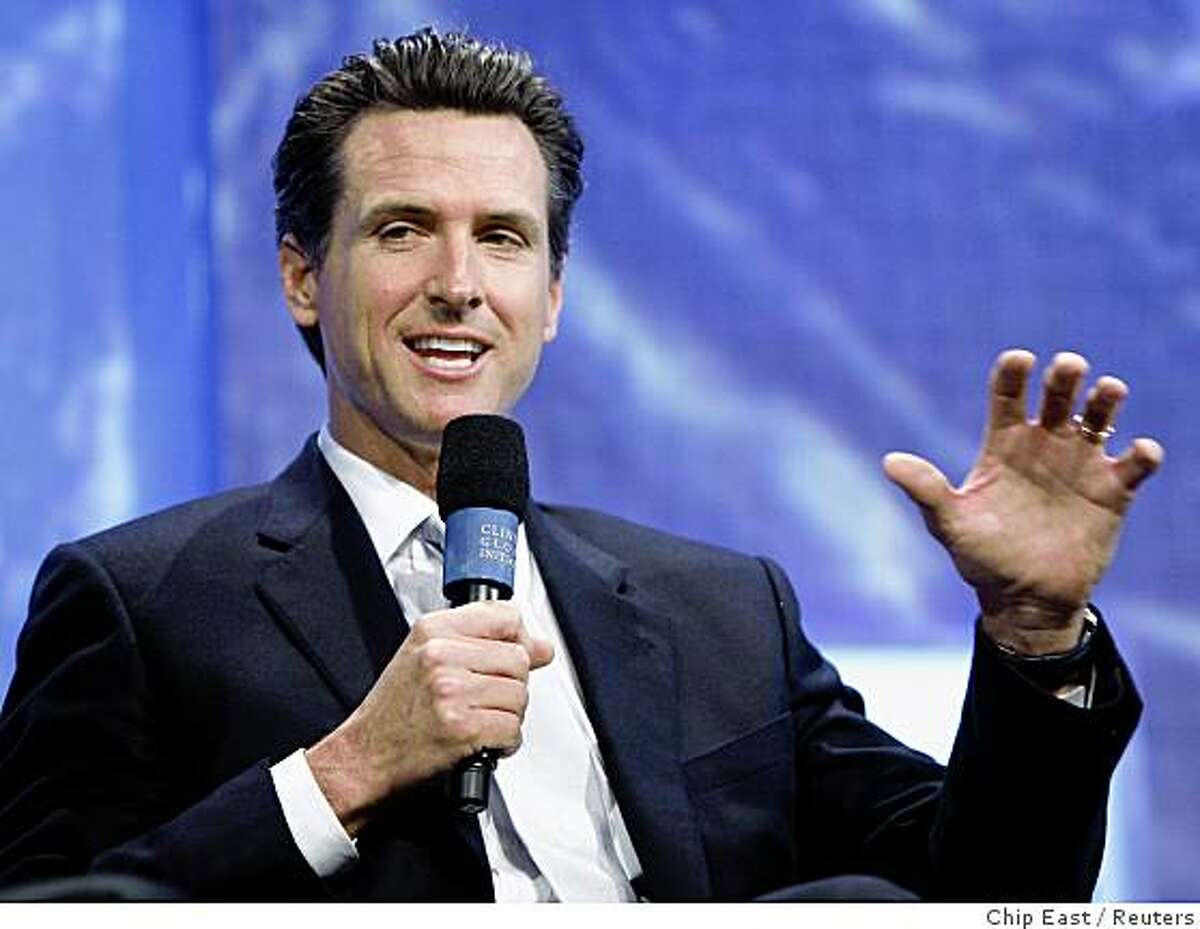 Gavin Newsom, mayor of San Francisco, participates in a panel discussion during the Clinton Global Initiative in New York September 25, 2008. Established by former U.S. president Bill Clinton in 2005, the event is designed to bring donors together with people in need to try to solve global problems. REUTERS/Chip East (UNITED STATES)