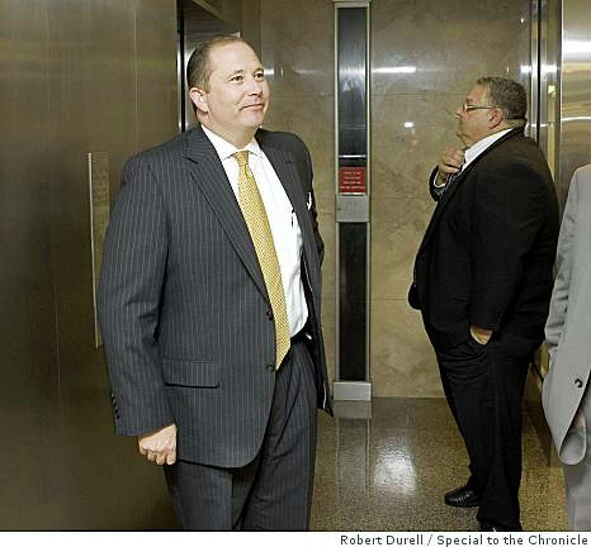 Assembly minority leader Mike Villines (R-Clovis) leaves his office near the Assembly chamber in Sacramento, California, on Monday, September 15, 2008 more than an hour before the expected vote on the state budget. The state budget is more than two months overdue.