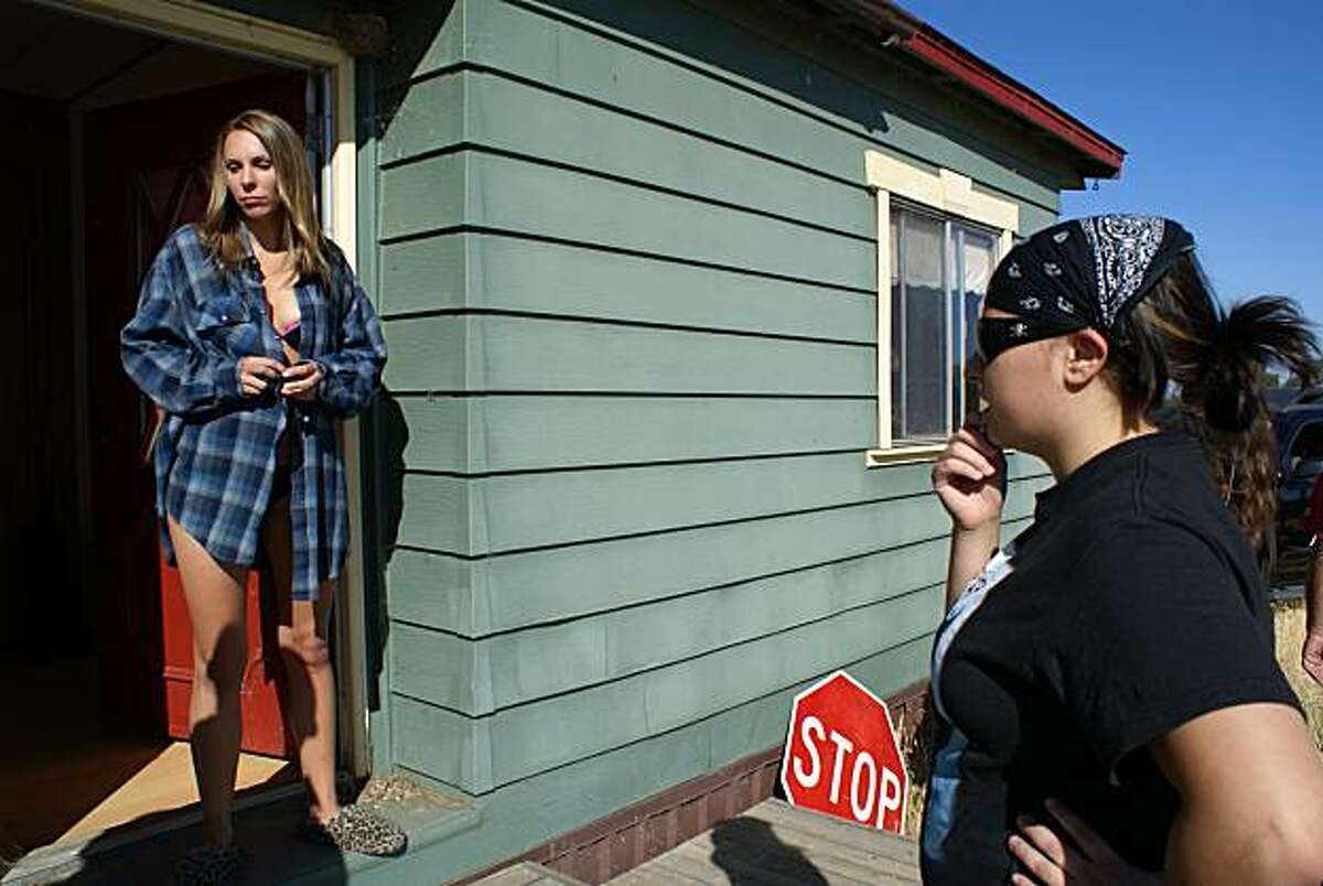 Writer-director Janessa Starky (right) directs Holly Nugent, as a meth-addicted mom, in "Behind the Door of a Secret Girl," screening Nov. 8 at the American Indian Film Festival.