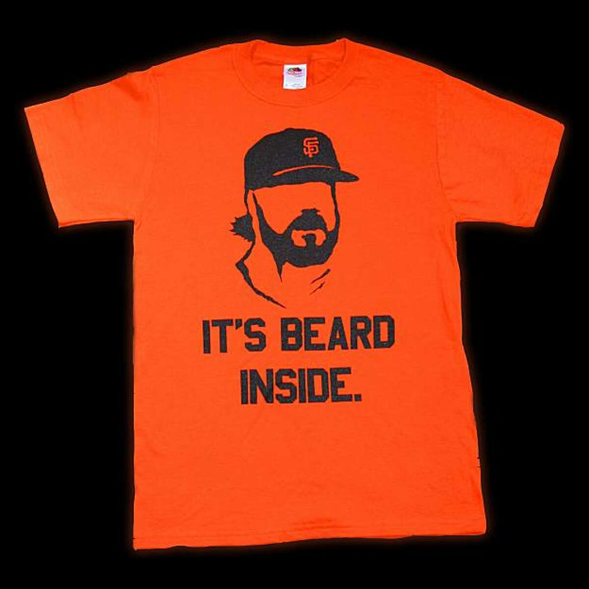 Giants fan Geoff Garnett of Pleasanton plans to sell the "It's Beard Inside" T-shirt he designed.