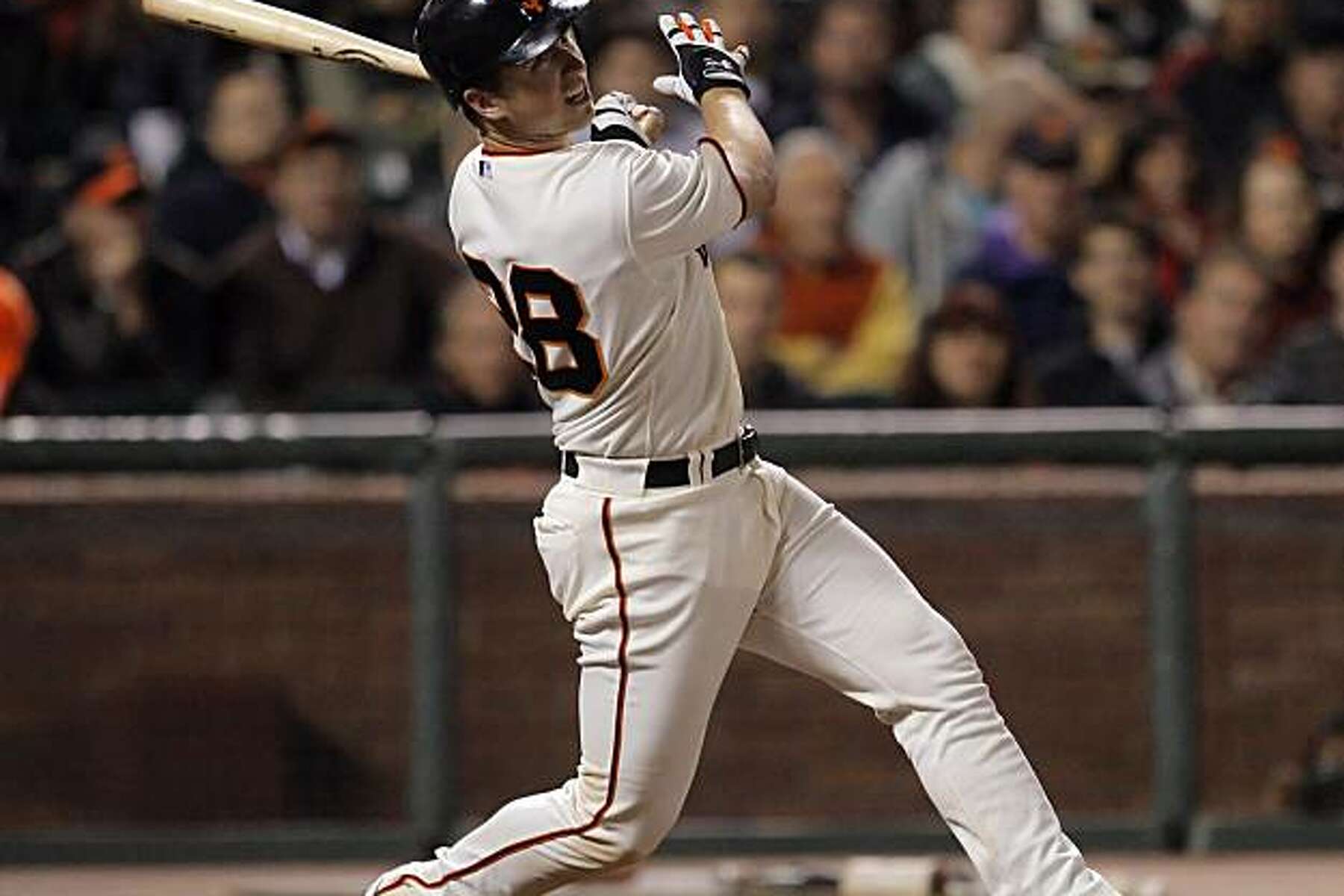 What has Giants' catcher Buster Posey finally swinging for the