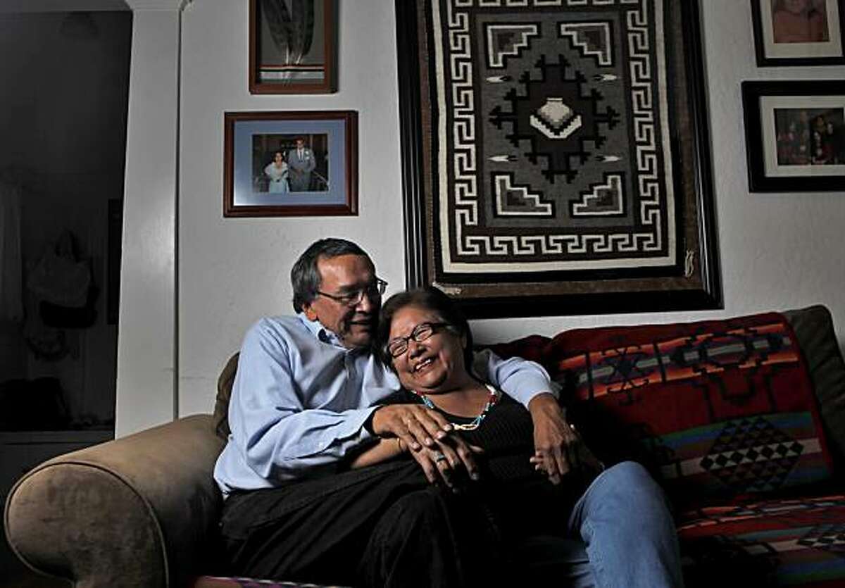 Martin and Helen Waukazoo, sit on the couch at their home, Wednesday Sept. 15, 2010, in San Leandro, CAlif.