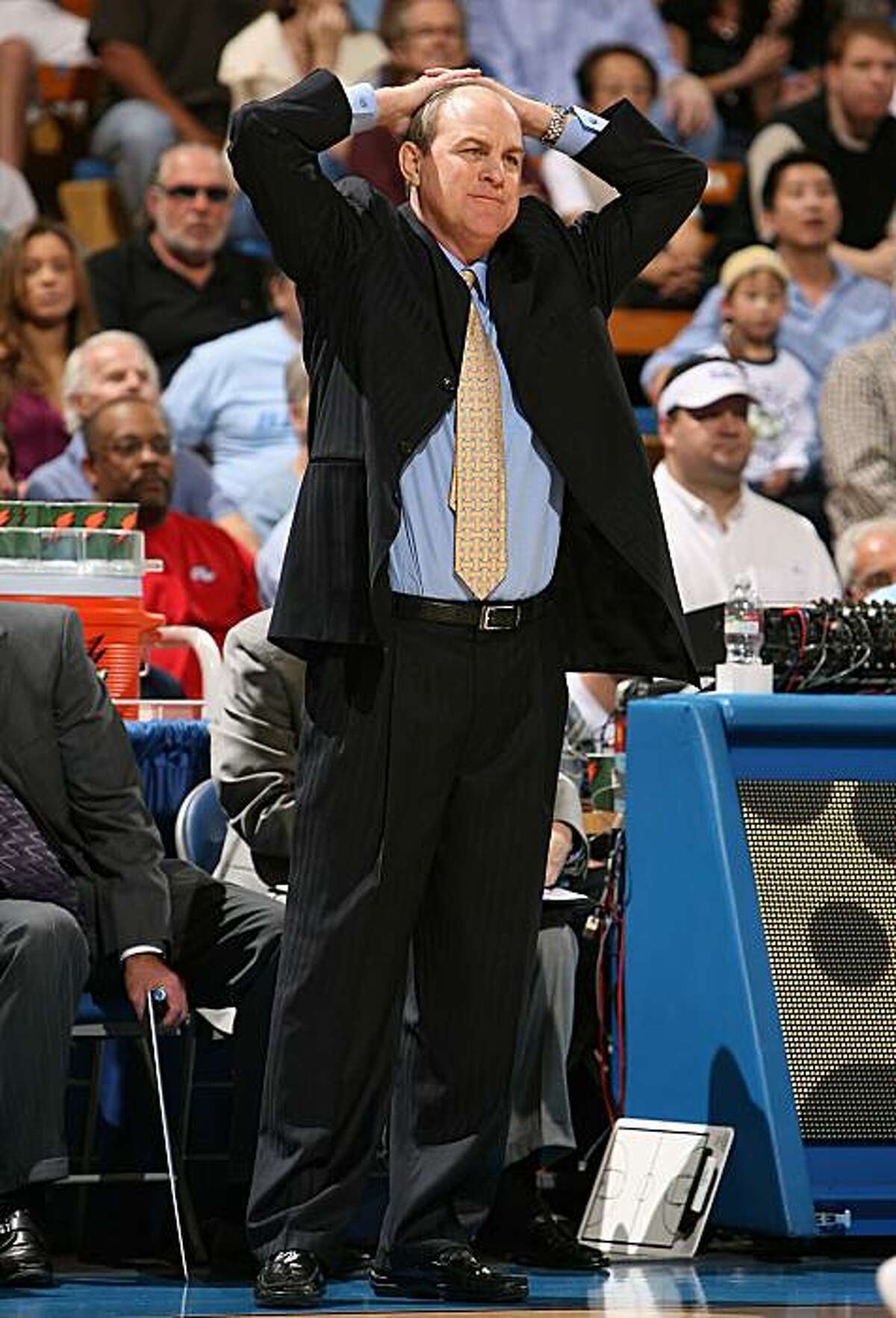 WESTWOOD, CA - JANUARY 17: Head coach Ben Howland of the UCLA Bruins reacts during the college basketball game against the Arizona State Sun Devils at Pauley Pavilion on January 17, 2009 in Westwood, California. (Photo by Christian Petersen/Getty Images)