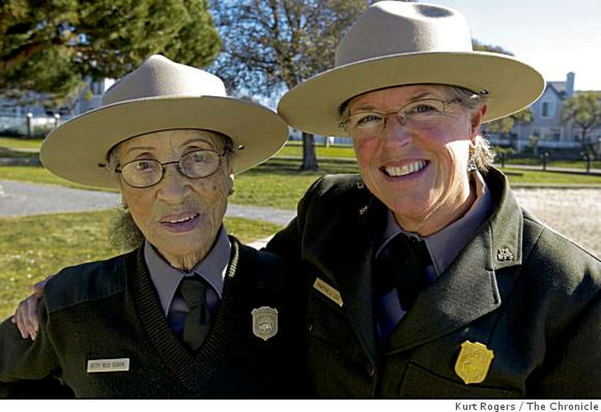 ( Left) Betty Soskin 87 is the oldest park ranger in the country. She and her boss Martha Lee are going to Washington to watch Barack Obama�s inauguration. At the Rosie the riveter memorial on the water front in Richmond.. on Friday Jan 16, 2009 in Richmond , Calif