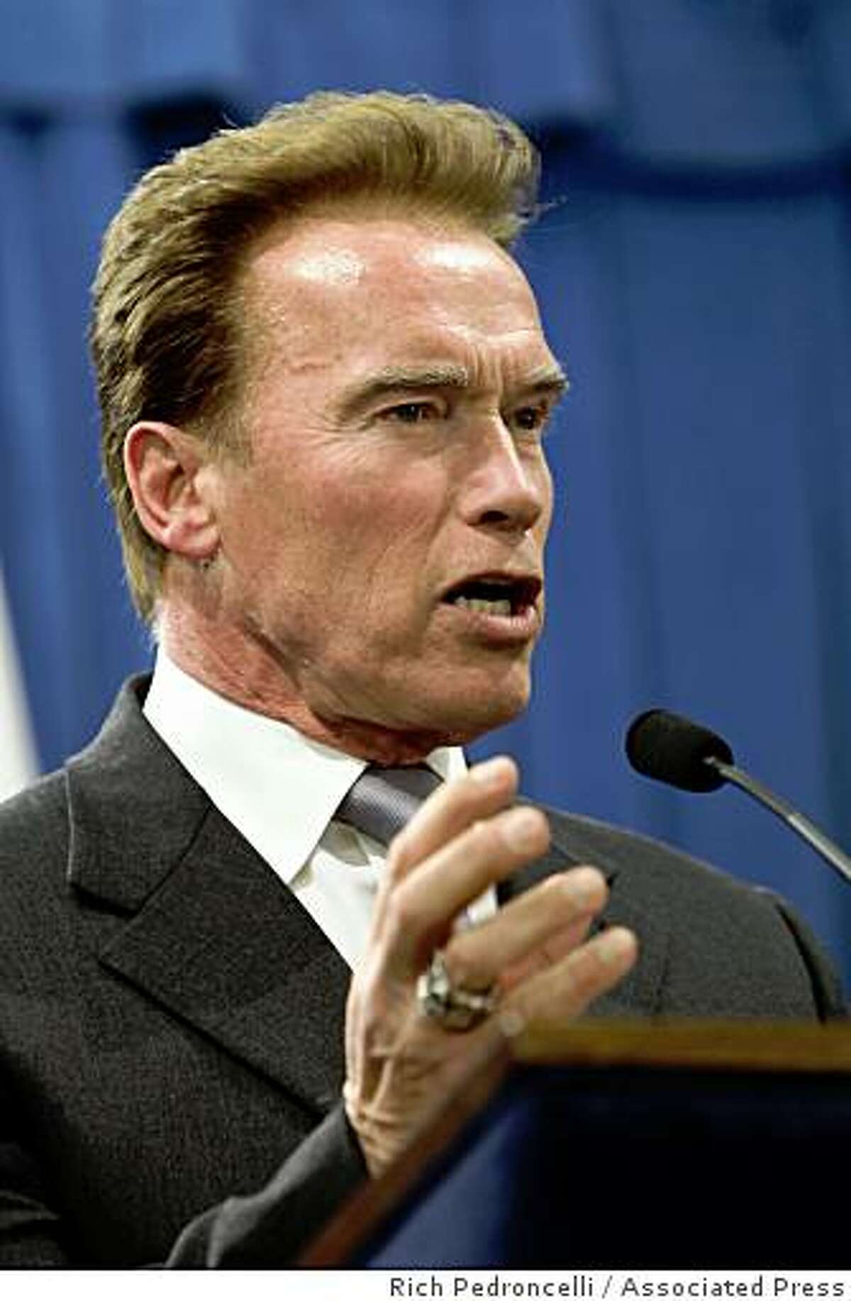 Gov. Arnold Schwarzenegger said he will restart stalled state budget talks in hopes of getting an agreement to deal with a $42 billion deficit during a news conference at the Capitol in Sacramento, Calif., Wednesday, Jan. 7, 2009.