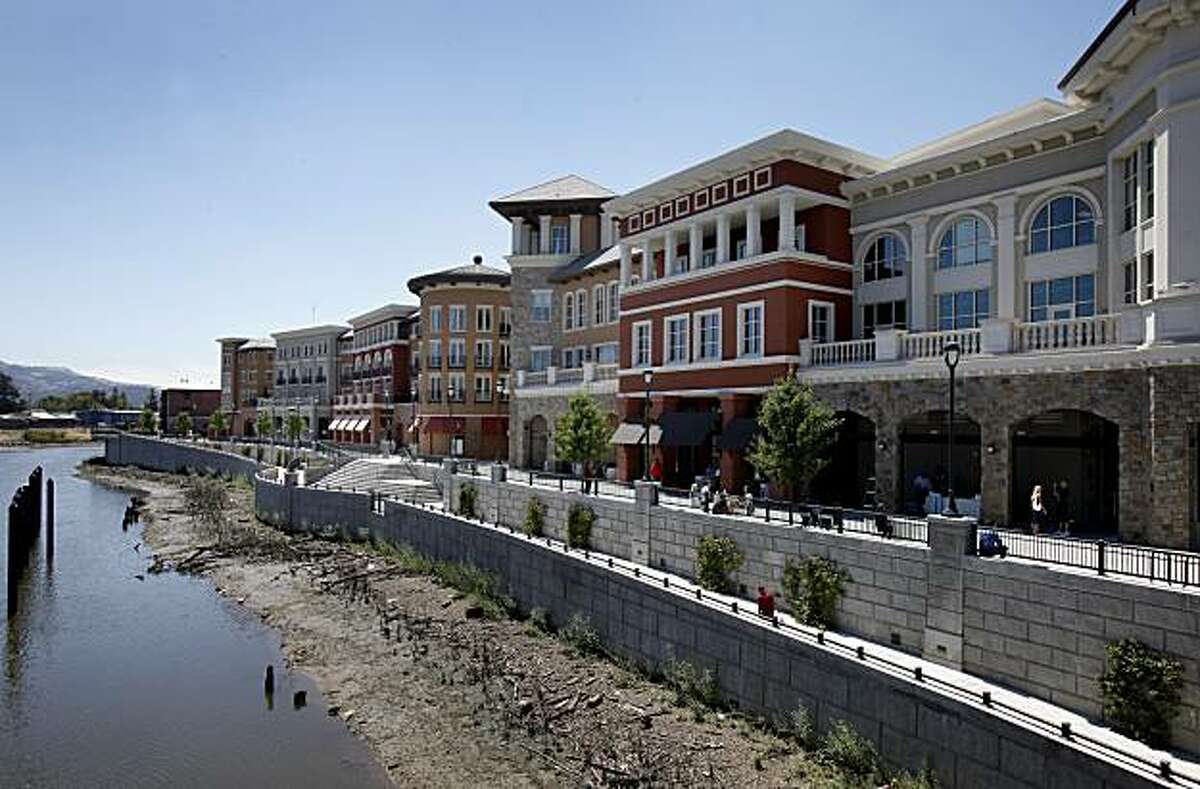 New shopping and home development in downtown Napa next to the Napa River. Napa, Calif. is one of the most visited cities in the Bay Area and features fine restaurants, wineries, a renovated downtown and scenic vineyards.