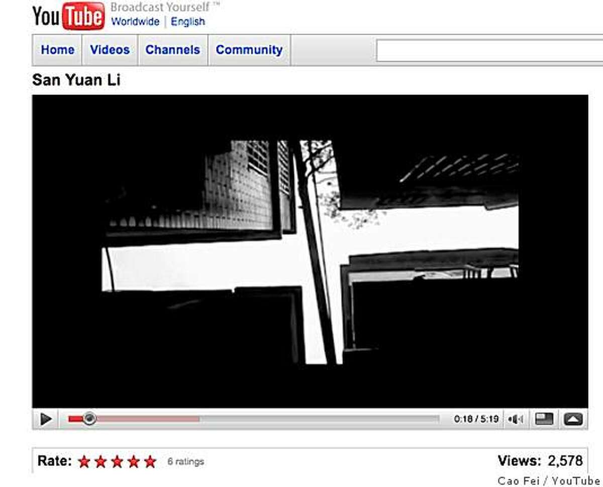Frame grab from the version, abbreviated for YouTube, of "San Yuan Li" (1998/2003) by Cao Fei, Ou Ning and the video collective U-theque.