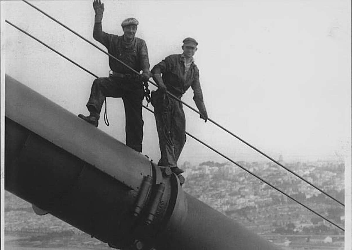 Harry Fogle (right) and Ed Kernn on the Golden Gate Bridge. Photo was taken in 1953.