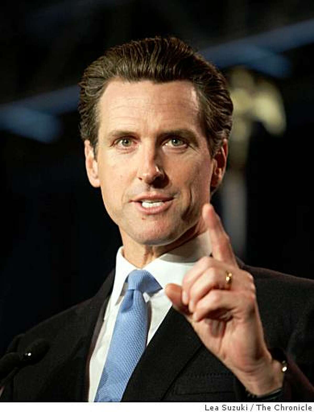 Mayor Gavin Newsom speaks at the No on 8 party at the Westin St. Francis on Tuesday, November 4, 2008 in San Francisco, Calif.