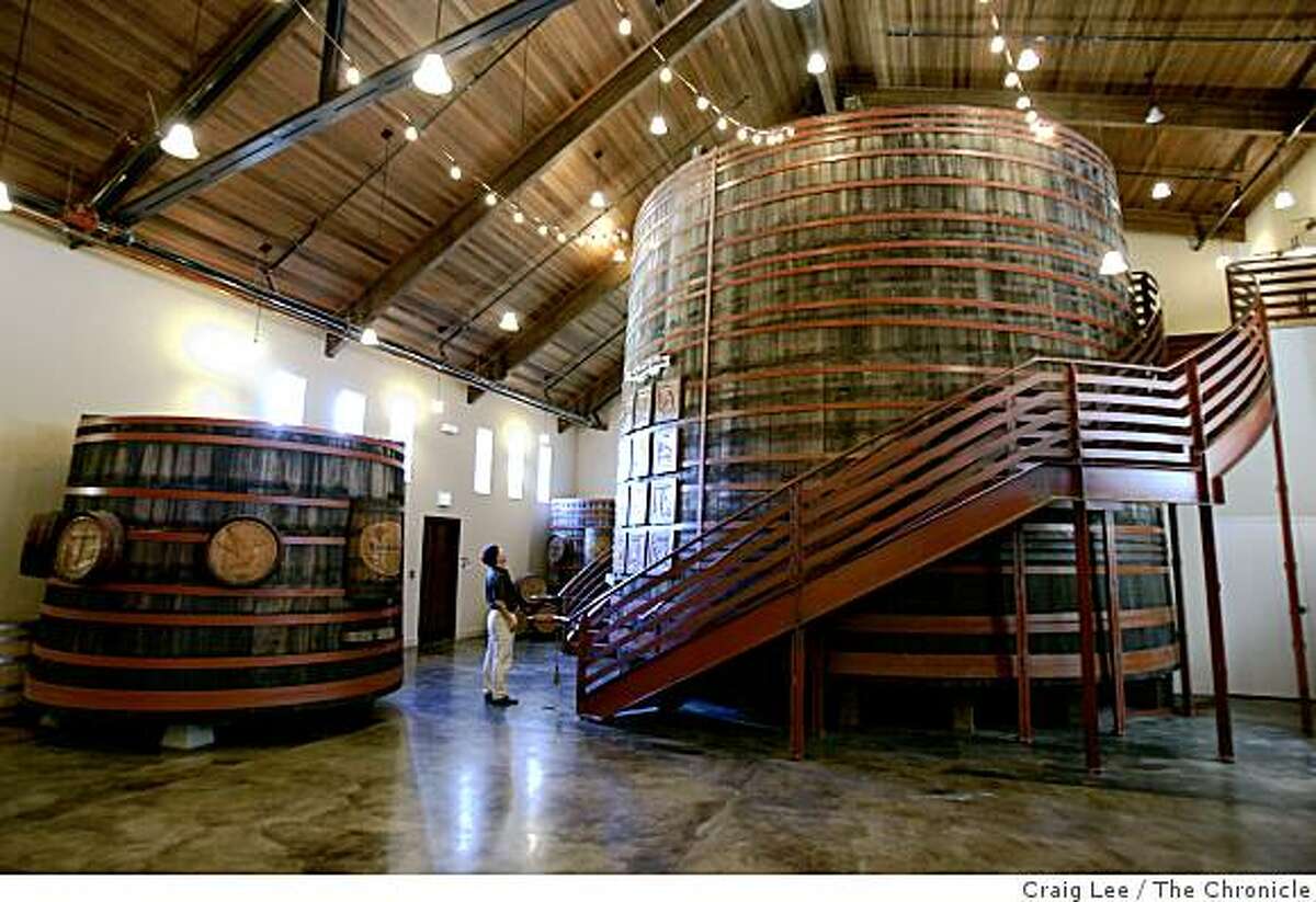 The barrel room at Sebastiani Vineyards in Sonoma, Calif.
