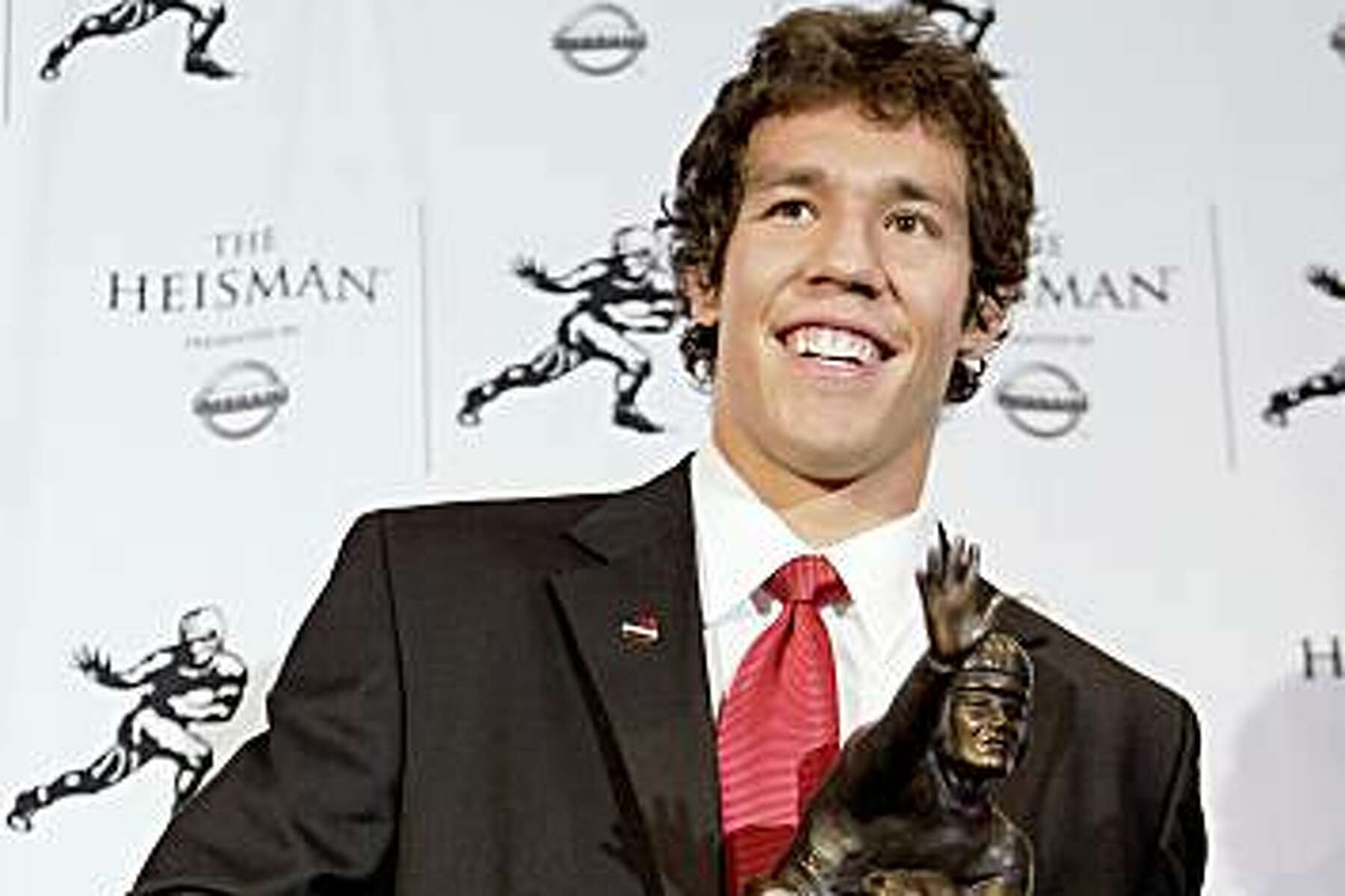 Oklahoma's Heisman winning quarterback Sam Bradford smiles while