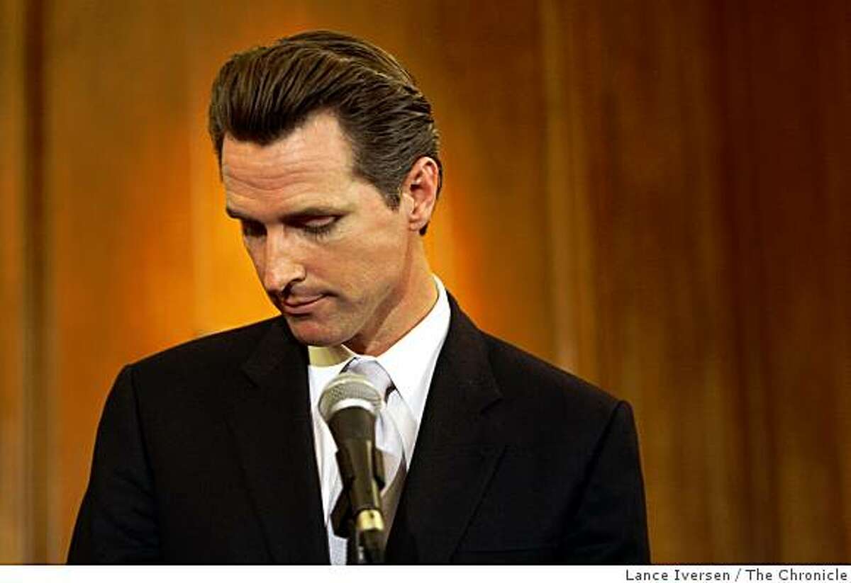 San Francisco Mayor Gavin Newsom listens to questions from the media regarding yesterday's election and the passing of proposition 8 the marriage equality proposition during a press conference at San Francisco City Hall Wednesday November 5, 2008
