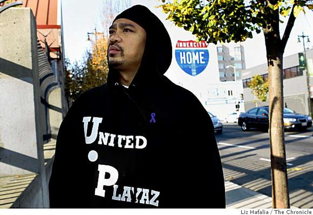 Rudy Corpuz, Jr. has been working with kids in San Francisco neighborhoods for 14 years, including in a park south of market on Harrison & 6th streets in San Francisco, Calif. Rudy talks about his community program at th site on Monday, December 8, 2008.