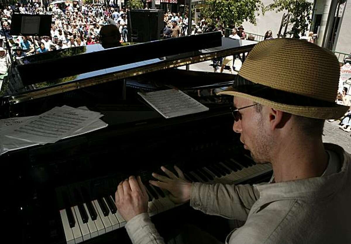 Pianist Grant Levin plays the piano as part of the Dave Rocha Quintet during the Fillmore Jazz Festival on Saturday, July 3, 2010 in San Francisco, Calif.