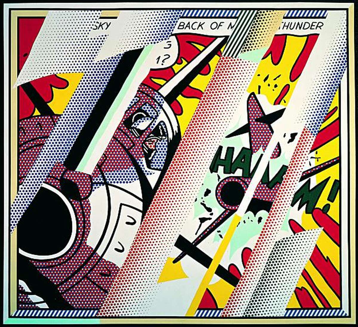 "Reflections: Whaam!" (1990) oil and magna on canvas by Roy Lichtenstein 70.25" x 76.5"