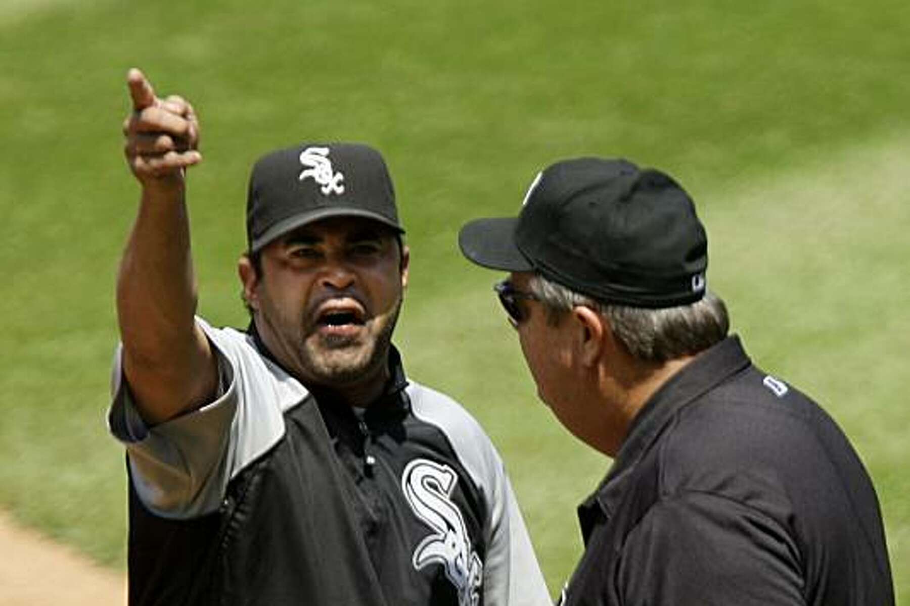 Joe West calls two balks on Mark Buehrle and then ejects him, a