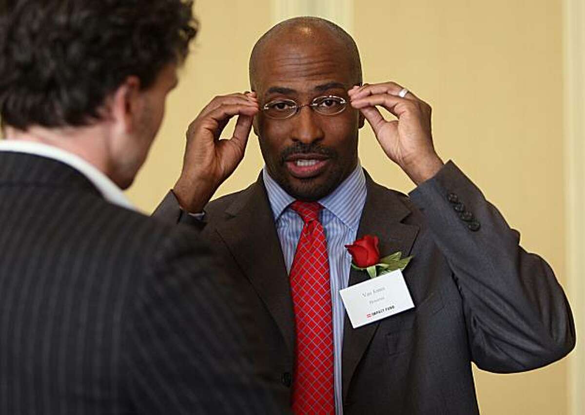 FILE - A May 13, 2010 photograph shows former Bay Area activist Van Jones at a Four Seasons Hotel in San Francisco, Calif. Jones delivered a stirring speech on CNN following Donald Trump's stunning presidential victory on Nov. 8, 2016, earning praise and jeers on social media.