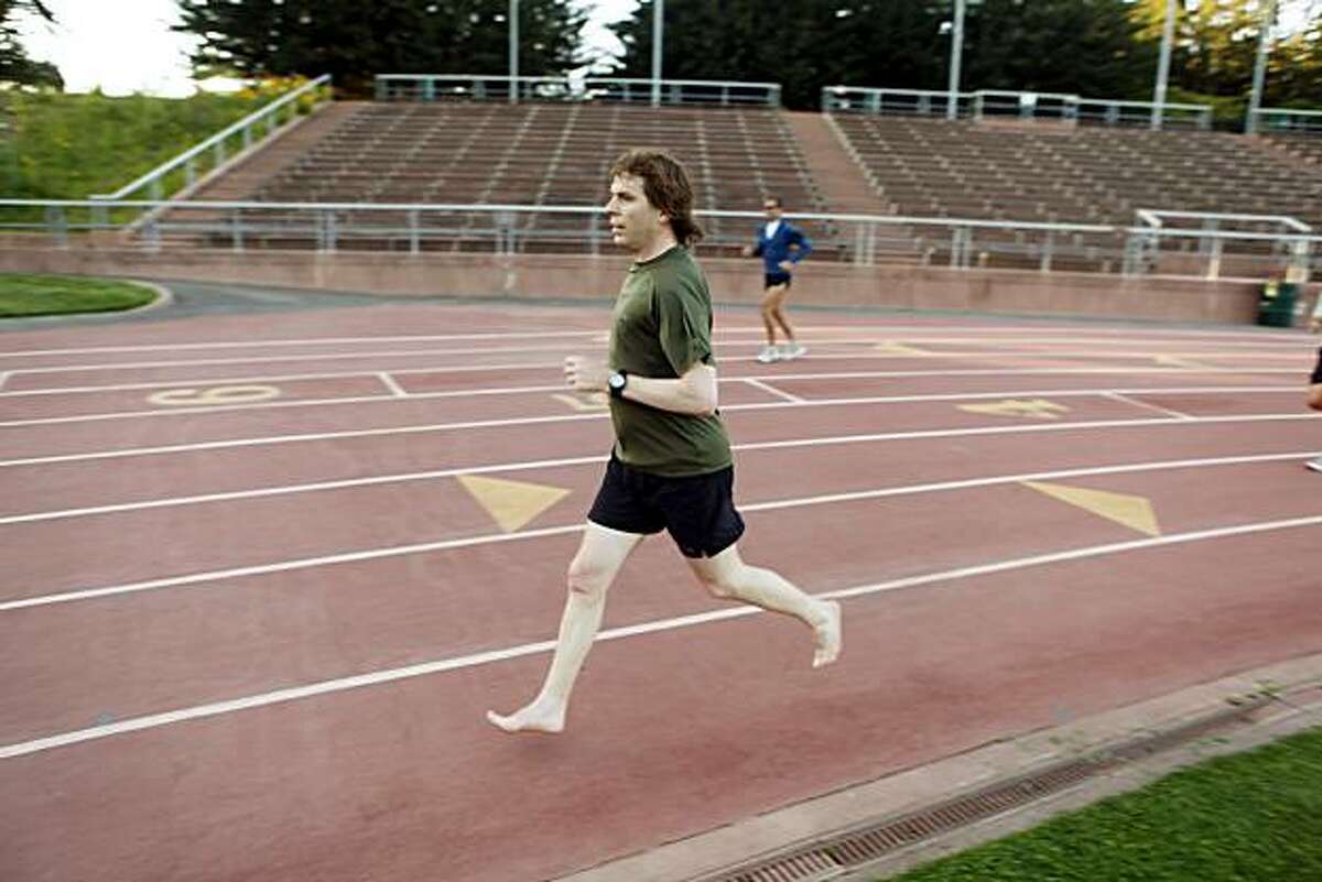 running barefoot on track