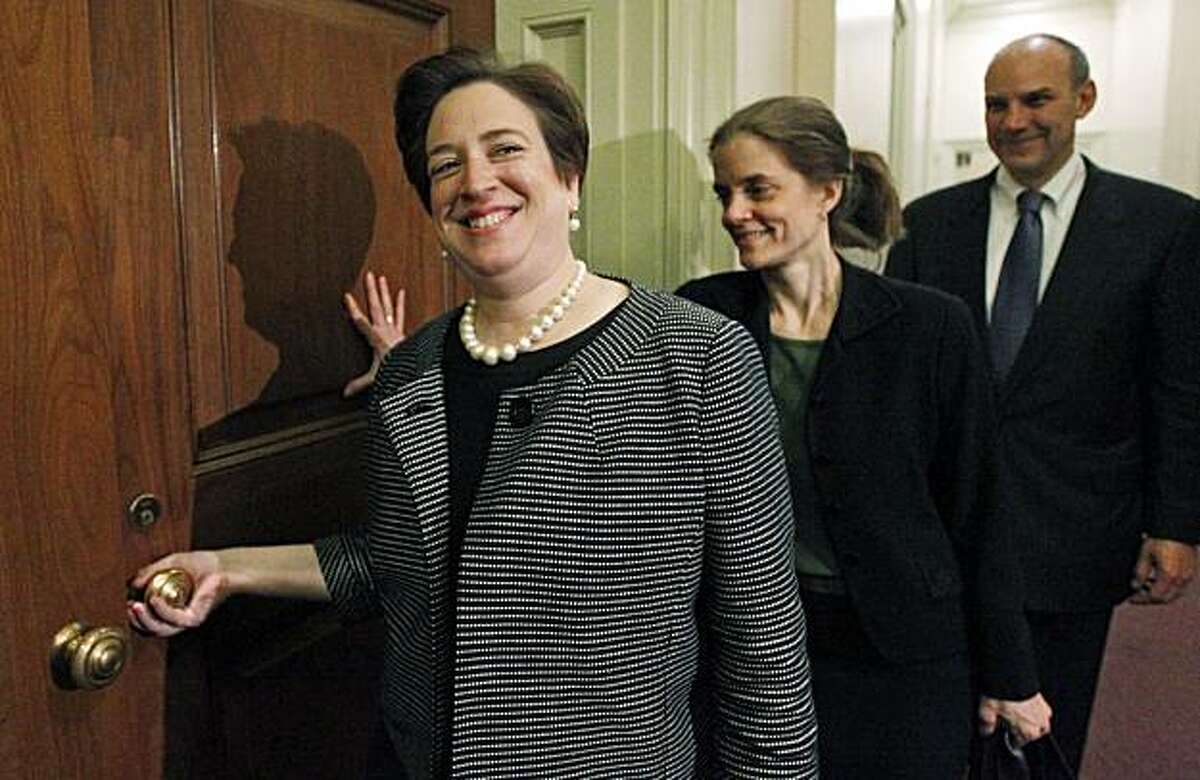 ** CORRECTS SPECTER'S PARTY AFFILIATION TO DEMOCRAT ** Supreme Court nominee Solicitor General Elena Kagan, left, walks in for her meeting with Sen. Arlen Specter, D-Pa., on Capitol Hill in Washington Thursday, May 13, 2010.