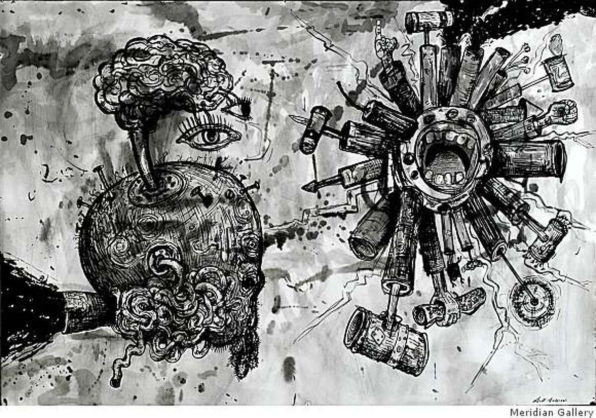 "Moral Clarity Meets Moral Authority" (2007) ink on paper by Scott Anderson