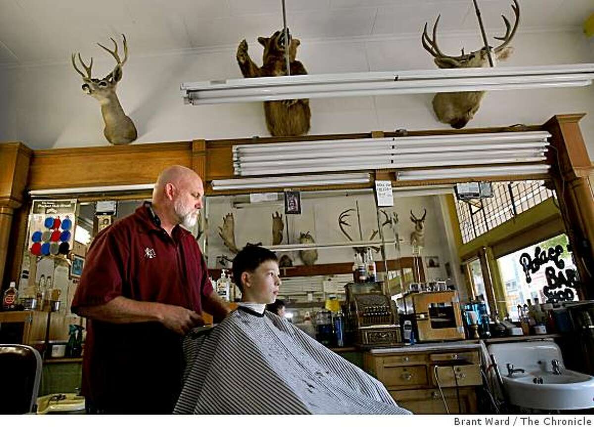 John Lisle, who runs the Palace Barber Shop in Yreka. He cuts the hair of 12 year old Garritt Bulkcom. Lisle is a proud supporter of the state of Jefferson. Some residents of northern California and southern Oregon are again talking about seceding from the United States and forming their own state called Jefferson.