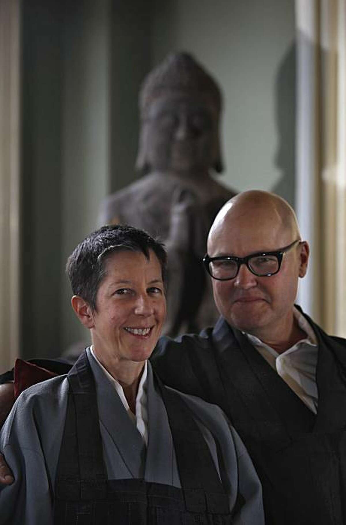Linda Galijan and Greg Fain sit on the couch at the Zen Center in San Francisco, Calif. on Thursday, March 25, 2010.