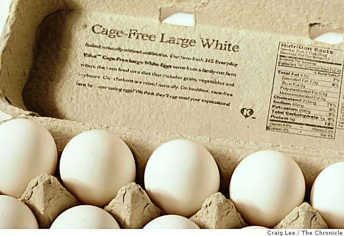 Cage-free eggs, in San Francisco, Calif., on September 25, 2008.