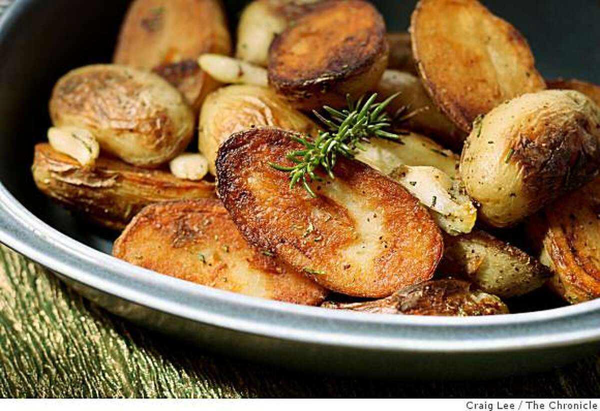 Roasted potatoes with rosemary infused lard, in San Francisco, Calif., on September 11, 2008. Food styled by Emma Sullivan.