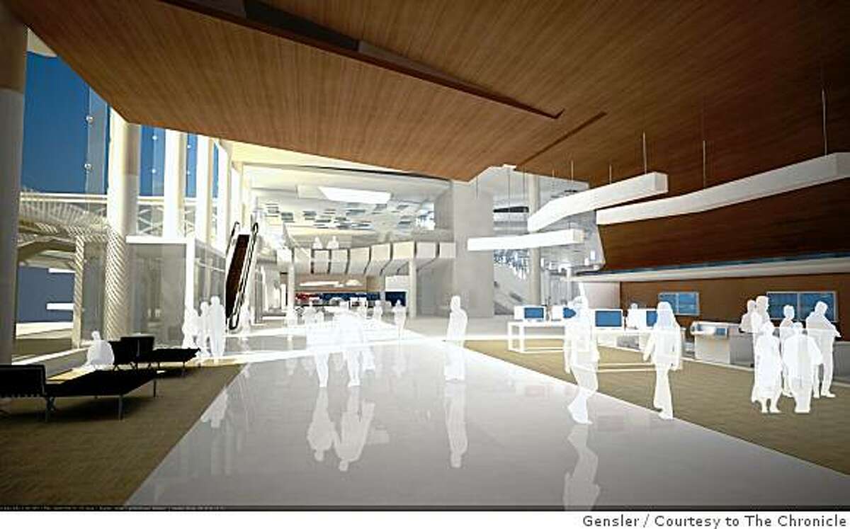 Proposed design of the new ticketing area of Terminal Two at San Francisco International Airport.