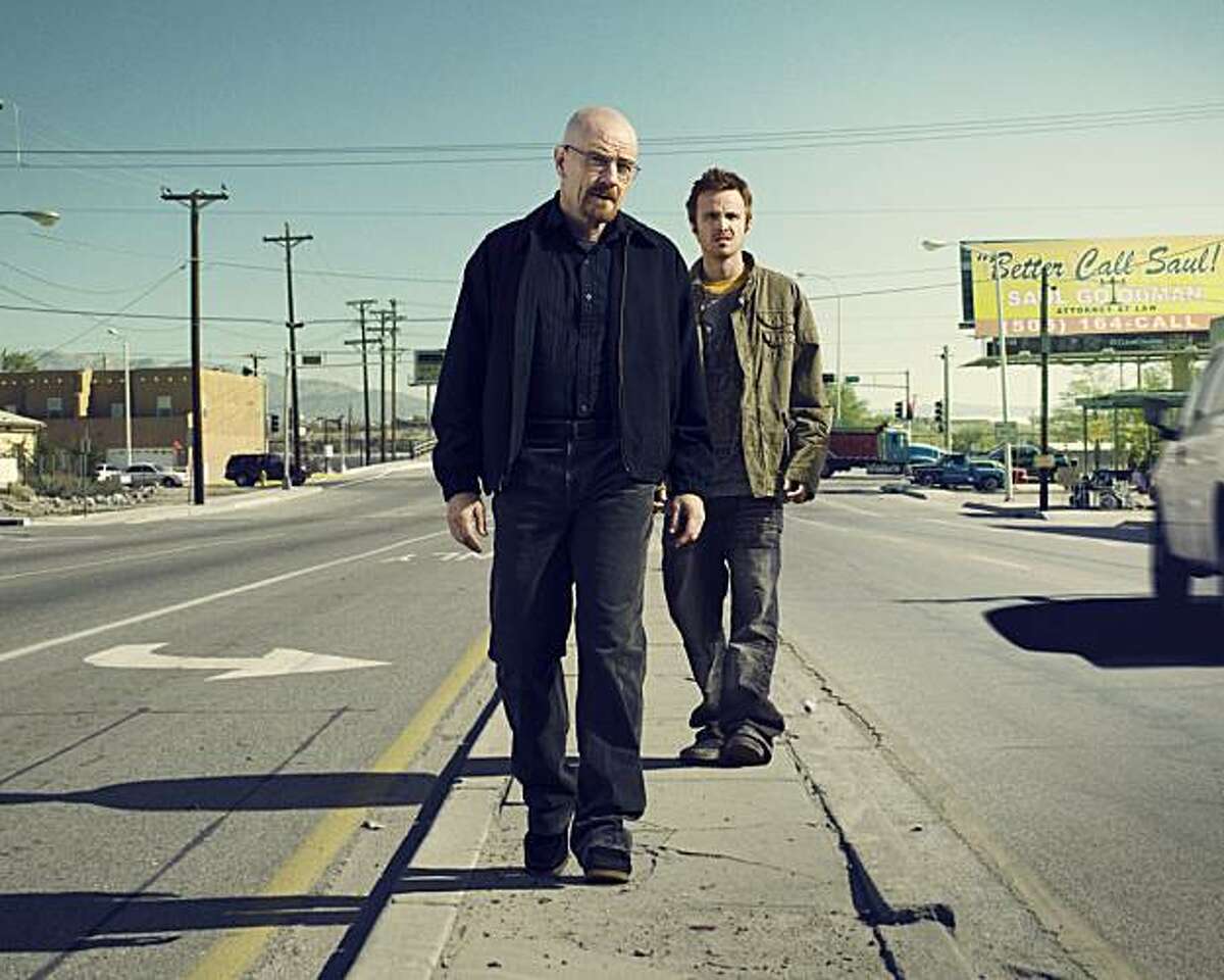 Walter White (Bryan Cranston) and Jesse Pinkman (Aaron Paul) of AMC's Breaking Bad.