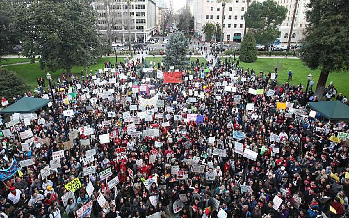 Students and supporters rallied against funding cuts to higher education at the Capitol in Sacramento, Calif. on Thursday, March 4, 2010. Marches, strikes, teach-ins and walkouts were planned nationwide in what was being called the Marth 4th National Dayof Action for Public Education.