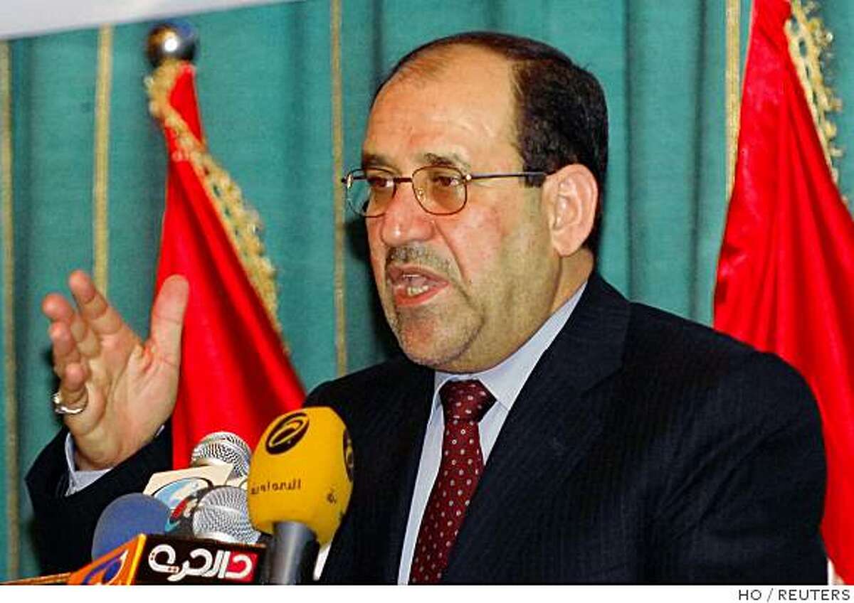 Iraq's Prime Minister Nuri al-Maliki speaks during a meeting with Iraqi tribal leaders in Baghdad August 27, 2008. REUTERS/Iraqi Government/Handout (IRAQ)