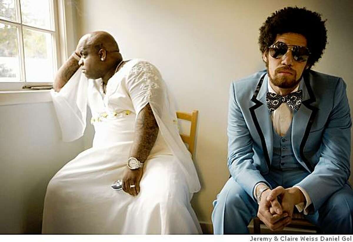 Gnarls Barkley. The musical duo consists of Brian "Danger Mouse" Burton (left) and Cee-Lo Green.