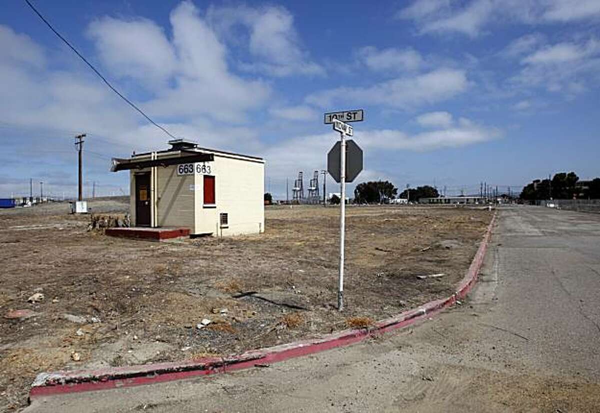 A desolate corner of Midway and Tenth streets in the former Oakland Army Base is seen near the port in Oakland, Calif., on Friday, July 10, 2009. The area, currently under the Port of Oakland's jurisdiction, is scheduled for redevelopment.