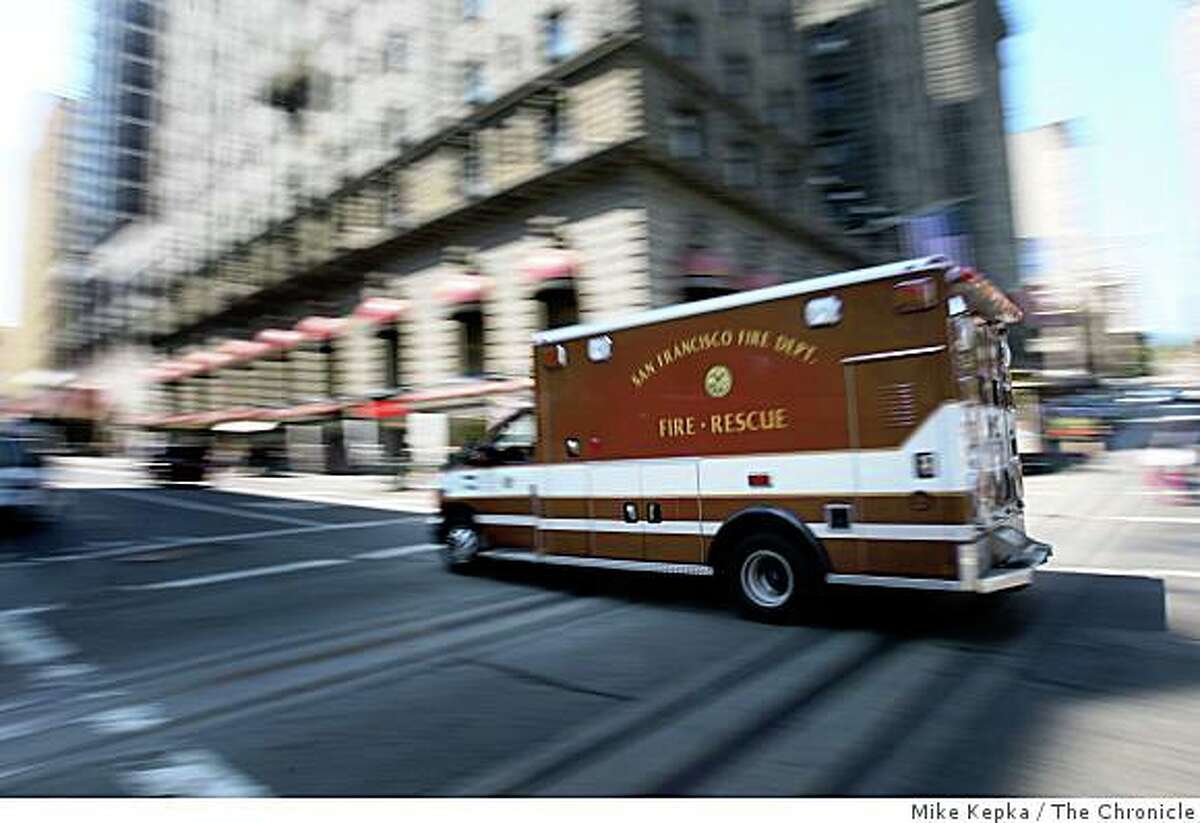 Dynamically deployed ambulance M88 heads to the hospital with a patient in tow on Wednesday August 13, 2008 in San Francisco Calif.