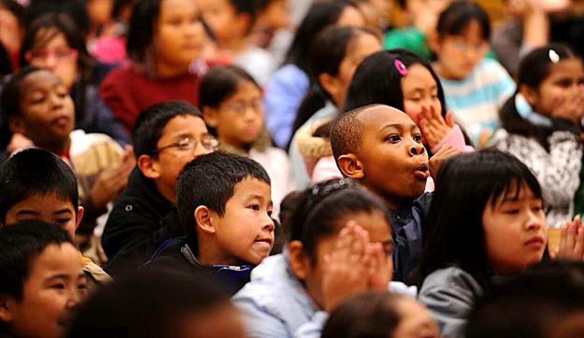 Students at Franklin Elementary School attend an assembly about Dr. Martin Luther King Jr. on Thursday, Jan. 21, 2010, in Oakland, Calif.