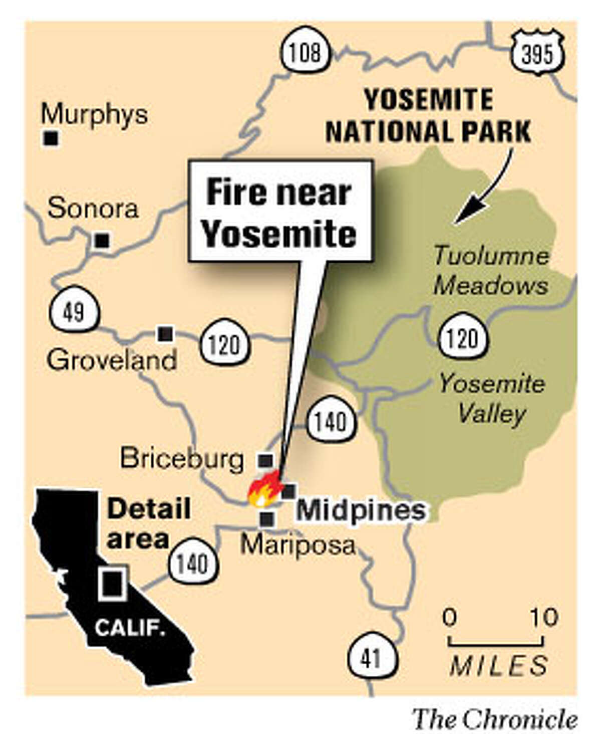 Fire near Yosemite closes Highway 140