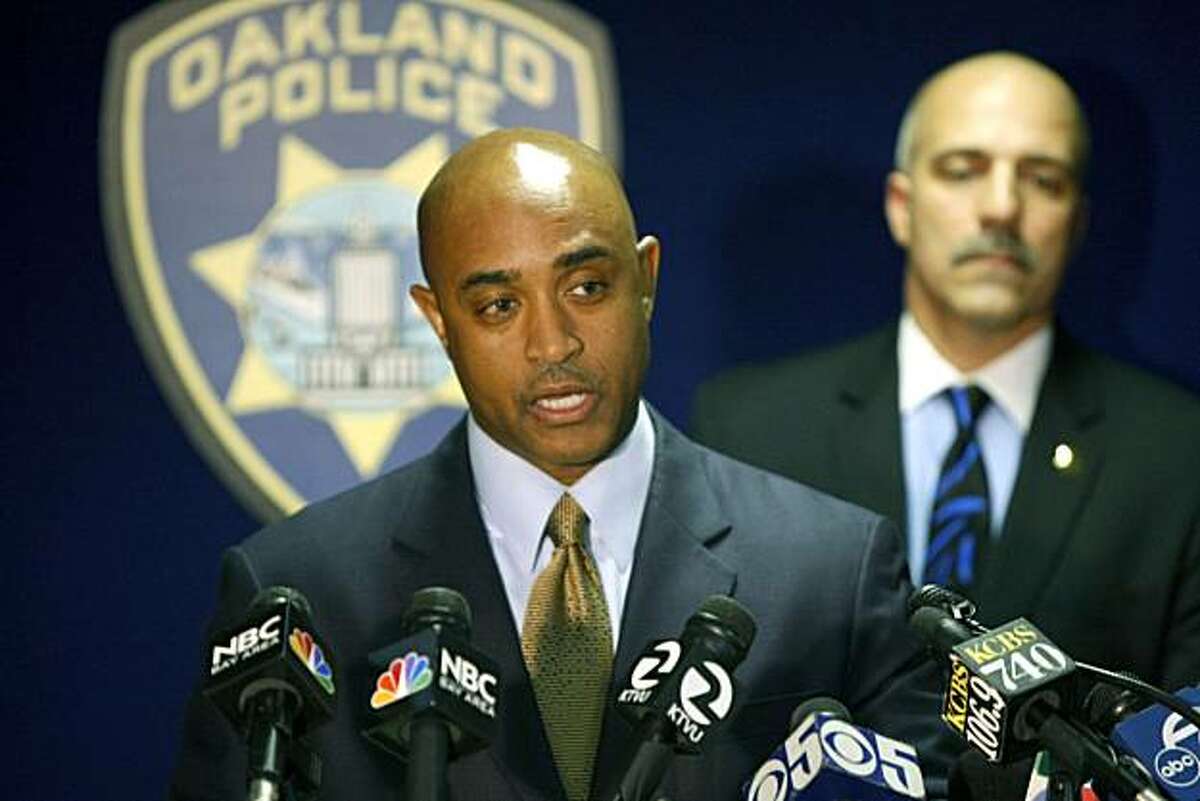 Oakland Police chief Anthony Batts along with Capt Ben Fairow rear addressed the media regarding the Board of Inquiry findings surrounding the murders of four Oakland Police officer on March 21st 2009 by Oakland resident Lovell Mixon. Jan. 6, 2010