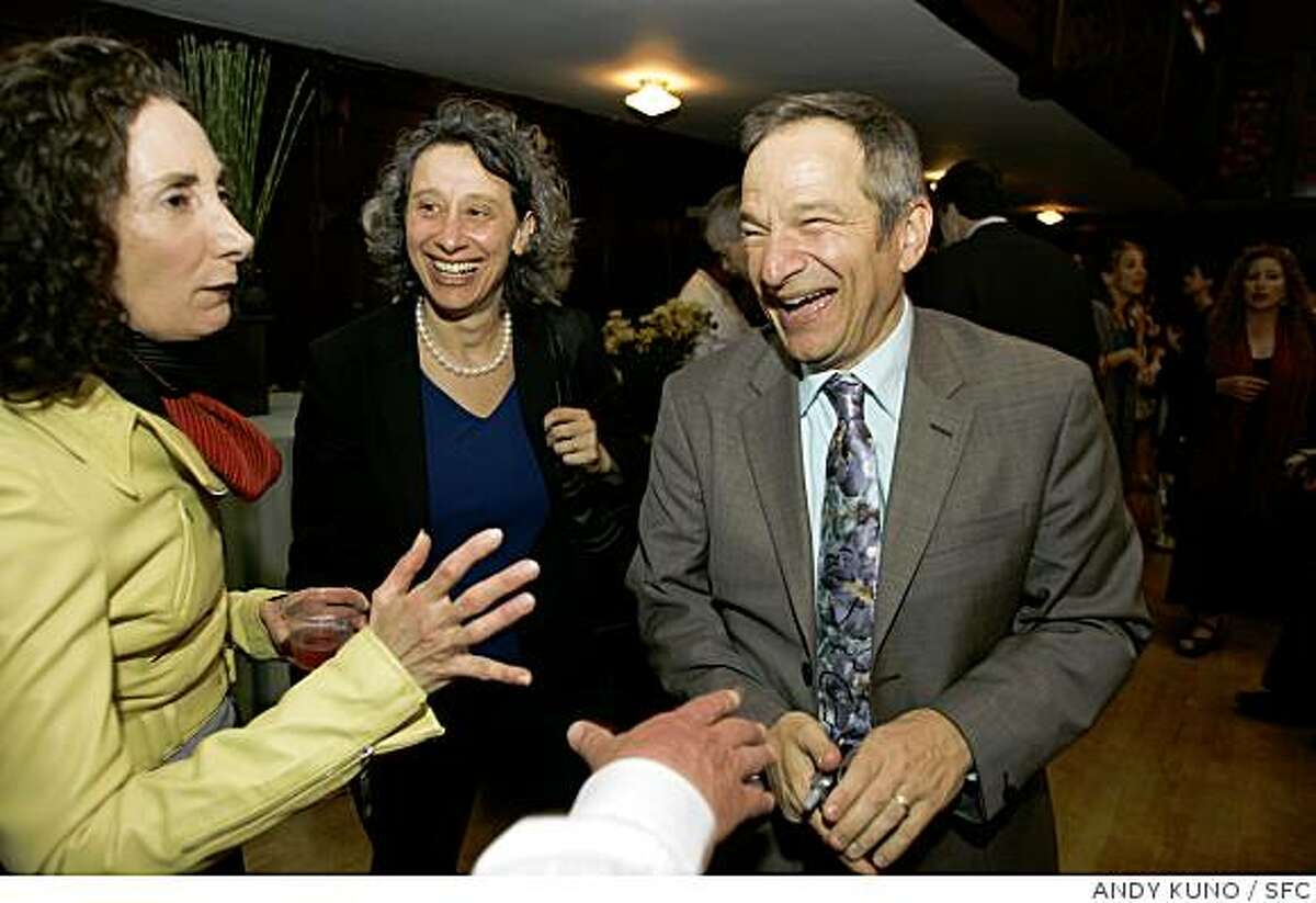 San Francisco Jewish Film Festival director Peter Stein (R) mingles with Ellen Ullman (L) and Connie Wolf (C) at the opening of the festival Thursday July 24, 2008 in San Francisco.
