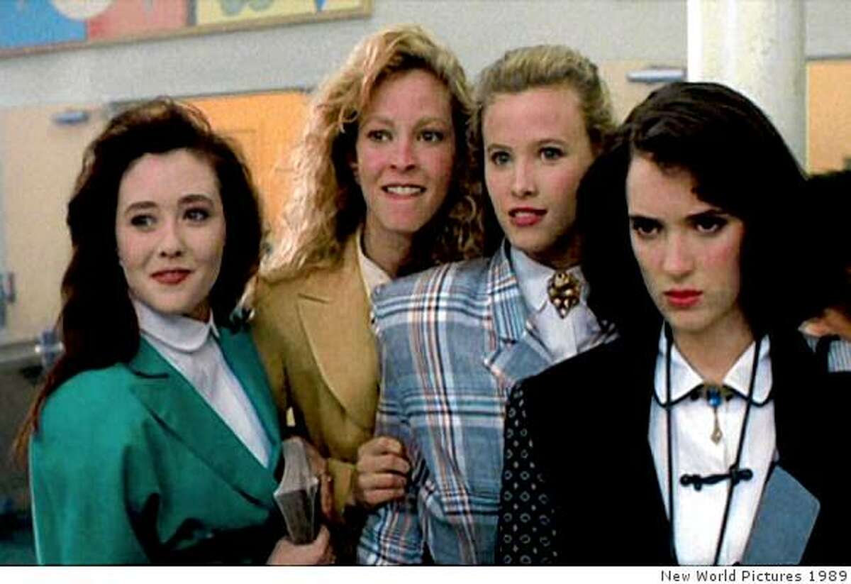 "Heathers": From left, Shannen Doherty, Kim Walker and Lissane Falk as the three Heathers and Winona Ryder as Veronia.