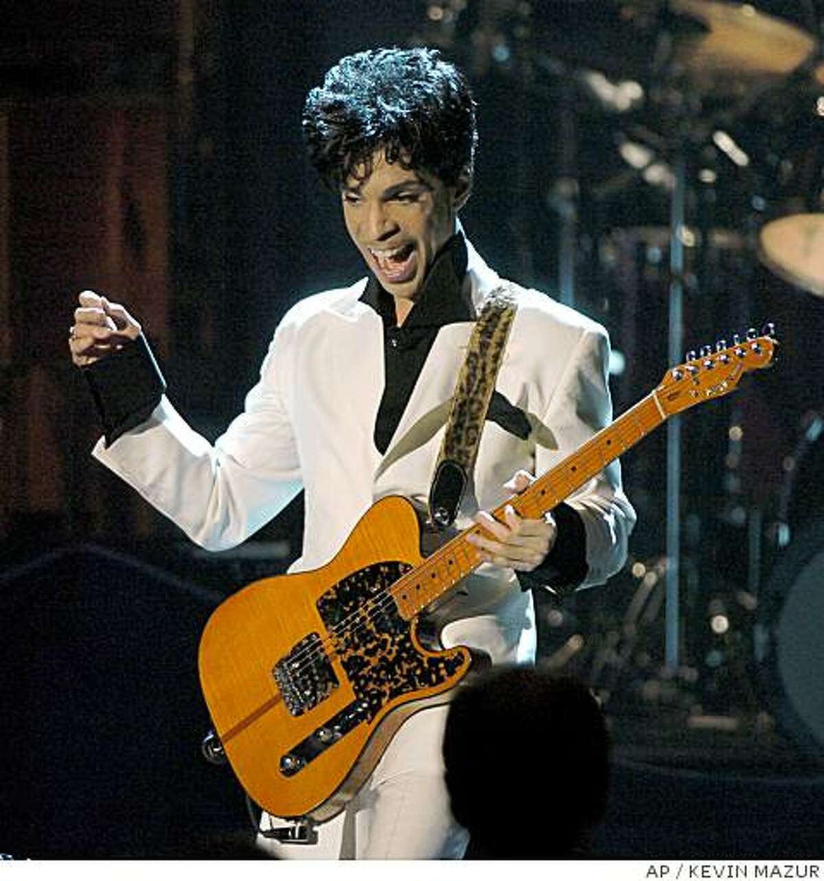 Prince performs Monday, March 15, 2004, at the Waldorf Astoria Hotel in New York City, after being inducted into the Rock and Roll Hall of Fame. Prince was among seven artists honored for their contribution to rock and roll. (AP Photo/Wireimage, Kevin Mazur